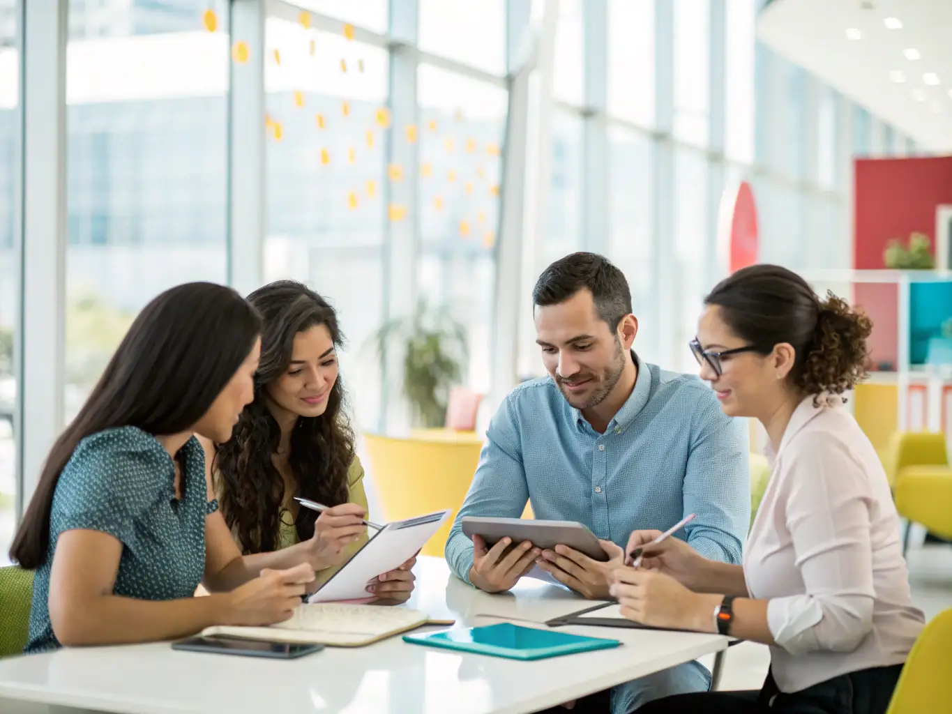 A team of South African colleagues brainstorming ideas together in a modern office setting, fostering open communication and innovative problem-solving.